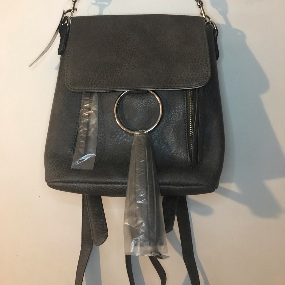 Chateau Grey Faux Leather Backpack